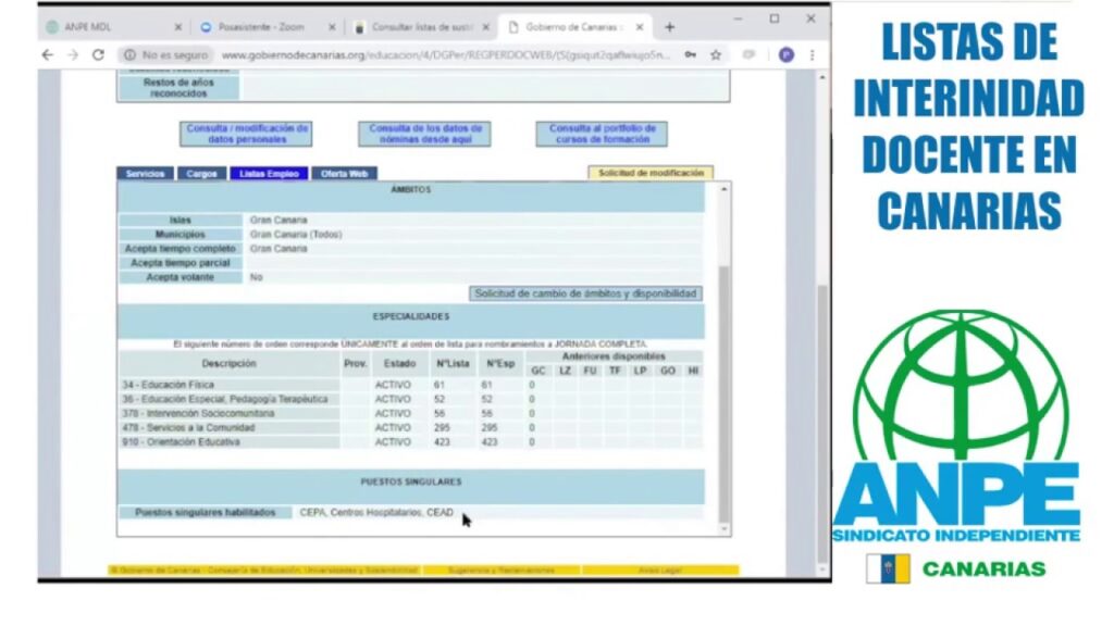 canarias consultar listas
